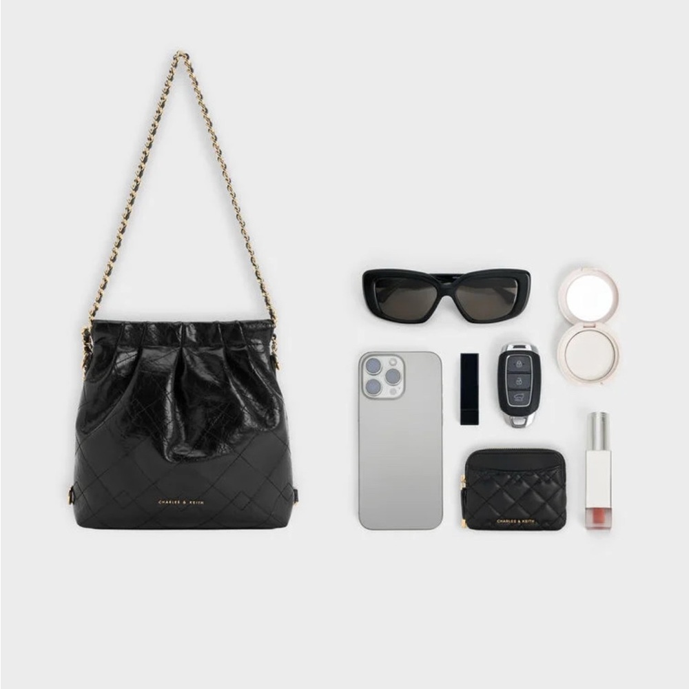 Charles & Keith Black 
Duo Chain-Handle Two-Way Backpack/Bag (size Small)